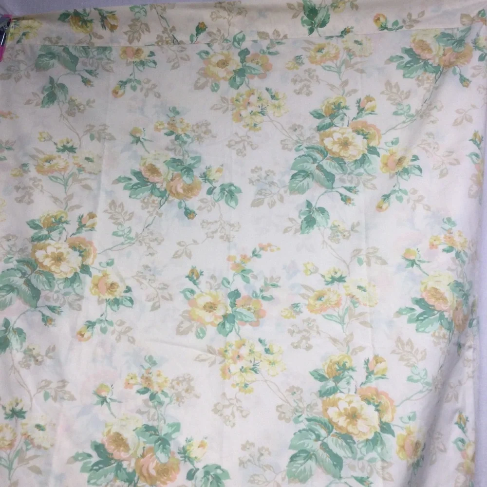 JCPenney Vintage Twin Flat Sheet Yellow Green Floral Patterned
